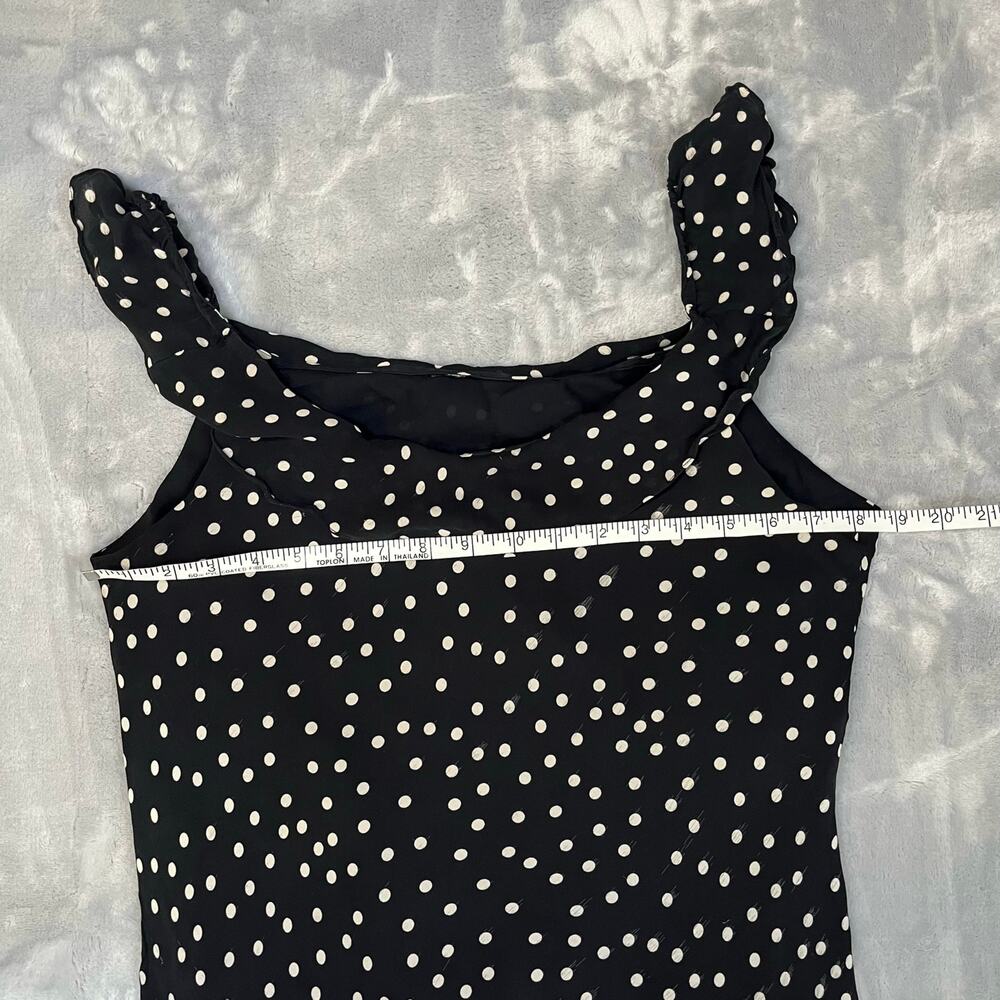 Vintage Y2K Babydoll Midi Slip Dress Polka Dot M/L Ruffle Bias Cute Party Black - Picture 7 of 11